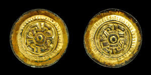 Gilt-Bronze Saucer Brooch Pair