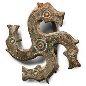 Roman Bronze Horse-Heads Plate Brooch