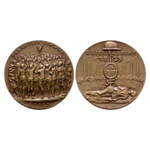 The Rulti Oath - Rütlischwur in Essen - Bronze Medallion by By Karl Goetz