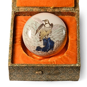 Chinese Porcelain Lidded Box with Bird