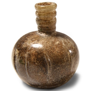 Western Asiatic Glass Ribbed Bottle
