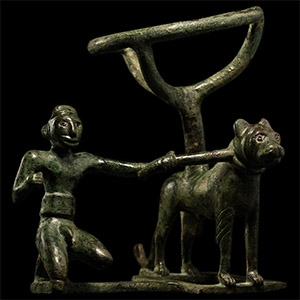 Mesopotamian Torch Bearer Stand with Lion Tamer