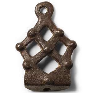 Viking Bronze Lozenge-Shaped Openwork Apex Stirrup Mount