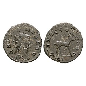 Ancient Roman Imperial Coins - Gallienus - Antelope AE Antoninianus