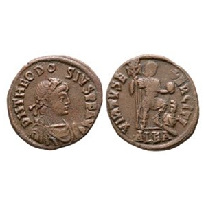 Ancient Roman Imperial Coins - Theodosius I - Emperor Standing AE24