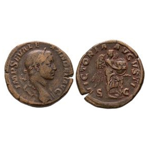 Ancient Roman Imperial Coins - Severus Alexander - Victory AE Sestertius