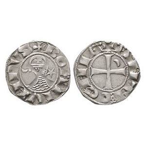 World Coins - Crusader Issues - Antioch - Bohemund III - Portrait AR Denier