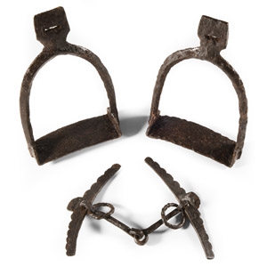 Viking Age Iron Stirrup Pair with Horse Bit