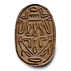 Egyptian White Stone Scarab with Uraei and Falcons