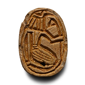 White Stone Scarab with Falcon-headed God