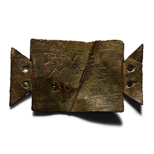 Roman Bronze Punched Tabula Ansata for Titus of Legio V Macedonica