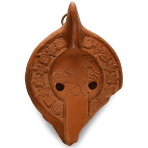 Roman Redware Lamp Sherd with Bird