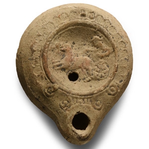 Roman Terracotta Oil Lamp with Charioteer