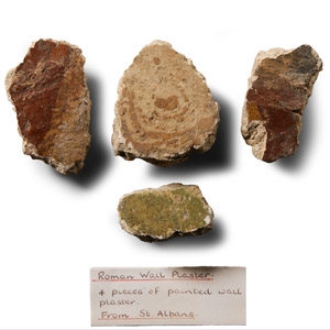 Romano-British St Albans Painted Fresco Wall Plaster Fragment Collection