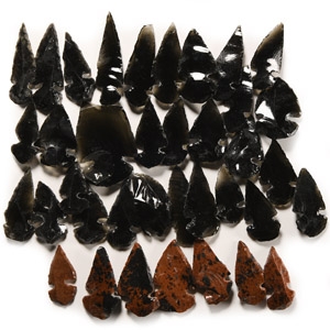 Reproduction North American Obsidian Arrowhead Group