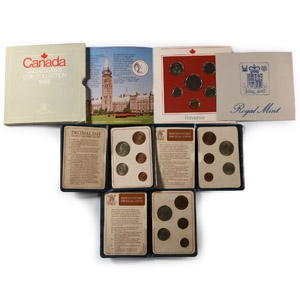 World Coins - Canada 1983 Set with Three UK Decimal Coin Sets