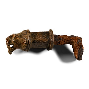 Large Roman Bronze Lion-Headed Iron Key