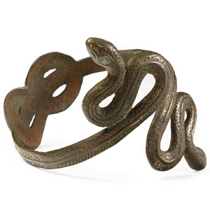Romano-Egyptian Bronze Coiled Snake Bracelet