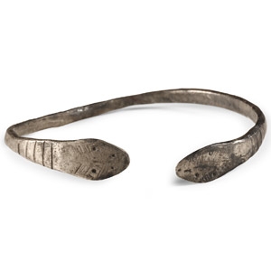 Roman Silver Snake Head Bracelet