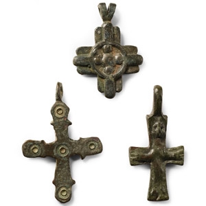 Post Medieval Bronze Cross Pendant Group