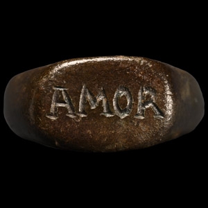 Roman Bronze Signet Ring with AMOR
