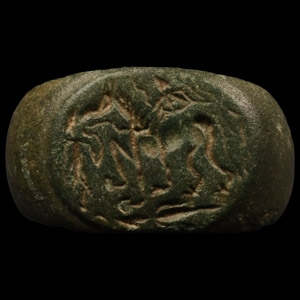 Roman Bronze Signet Ring with Horse