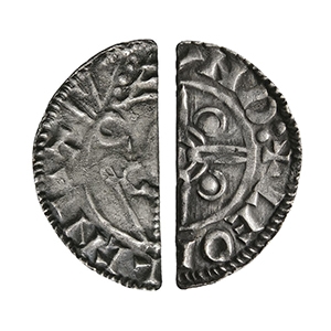 Anglo-Saxon Coins - Cnut - London / Leofwine - Pointed Helmet Type AR Cut Halfpenny