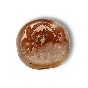 Sassanian Onyx Seal with Two Horses and Riders