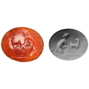 Roman Carnelian Gemstone with Goatherd and Goat