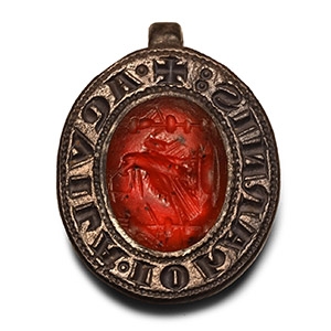 Silver Seal Matrix for John the Evangelist with Roman Eagle Gemstone
