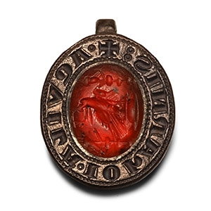 Silver Seal Matrix for John the Evangelist with Roman Eagle Gemstone