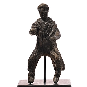 Roman Bronze Cavalryman Statuette with Paenula