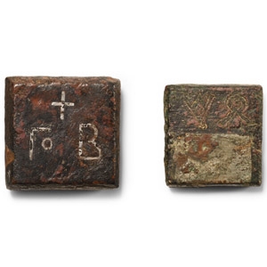 Byzantine Silver Inlaid Bronze Trade Weight Group