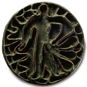 Large Bactrian Copper Stamp Seal with Standing Figure
