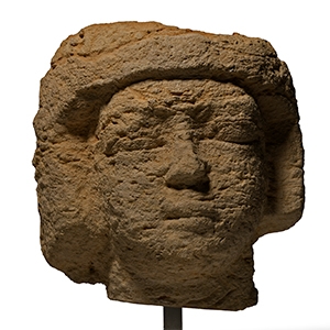 Limestone Male Head Fragment