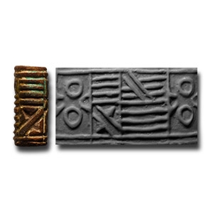 Egyptian Faience Cylinder Seal with Geometric Decoration