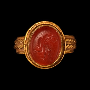 Gold Ring with Imperial Eagle Holding Victory Wreath
