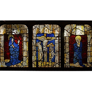 Stained Glass Crucifixion Triptych