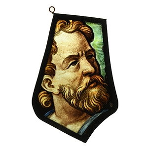 Stained Glass Panel of a Bearded Man