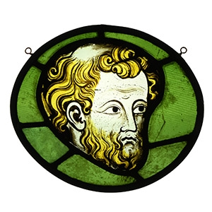 Stained Glass Panel with the Head of a Male Saint
