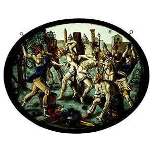 Stained Glass Panel with The Stoning of the Elders