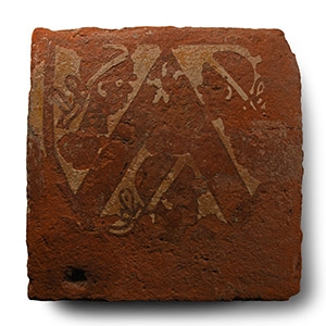 Heraldic Tile with the Heads of Three Moors within a Shield