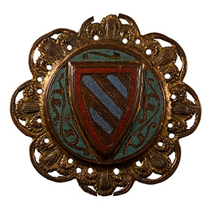 Limoges House of Burgundy Bronze Heraldic Medallion with Champlevé Enamel
