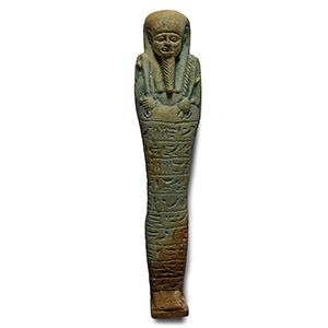Blue Glazed Hieroglyphic Shabti for Ta-Amun