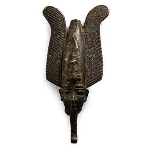 Large Egyptian Gilt Bronze Head of Osiris