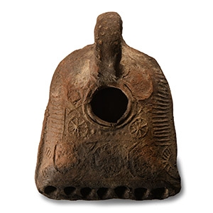 Romano-Jewish Terracotta Oil Lamp with Seven Spouts