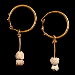 Gold Earring Pair with Beads