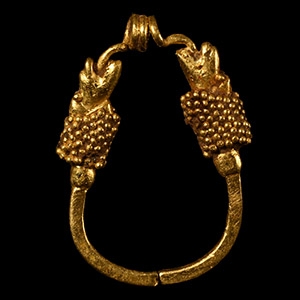 Western Asiatic Gold Nose-Ring with Animal-Heads
