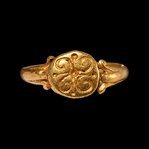 Gold Spiral Cross Ring