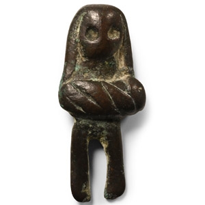 Nabataean Bronze Figure of a Woman Holding a Child